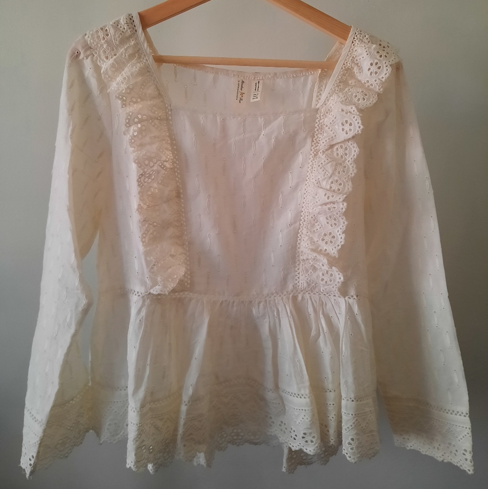 Anthropologie ~ Eyelet lace long sleeve top